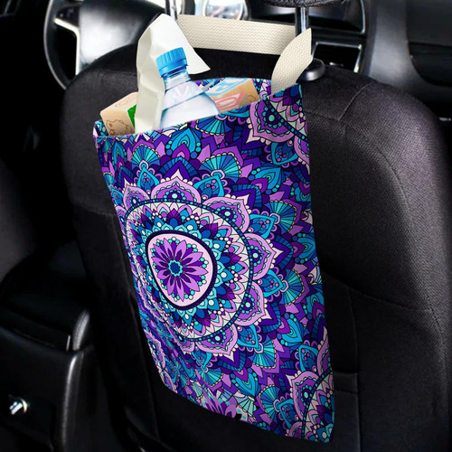 Bolsa De Basura Pequeña Irada Para Colgar Automóvil Modelo F Nombre Del Diseño Mandala Flower - Bolsa De Basura Para Coche, Color Morado