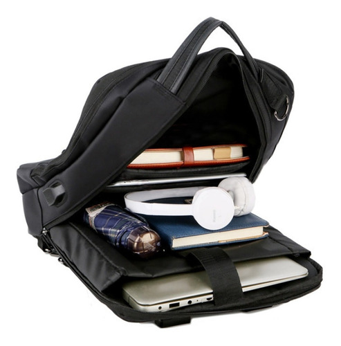 Imagen 6 de 8 de Mochila Portafolio Urbano Usb Porta Notebook Con Correa