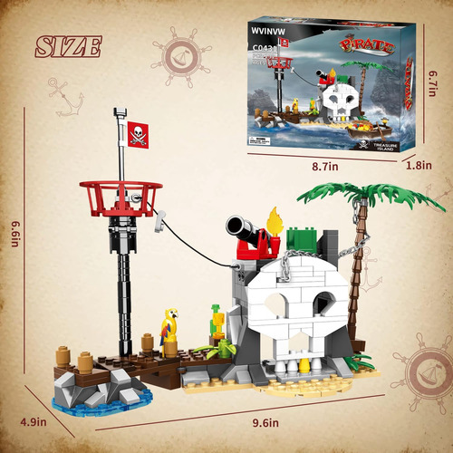 Wvinvw Treasure Island - Juego De Construcción De Piratas Co