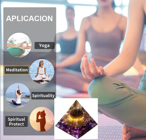 Piramide Energia Cristal Orgonita Reiki Meditacion Universo Amarillo Morado