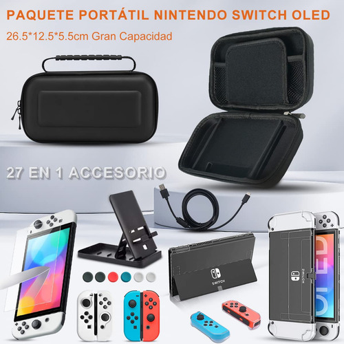 Estuche Kit 27 En 1 Accesorios Nintendo Switch Oled Transpar