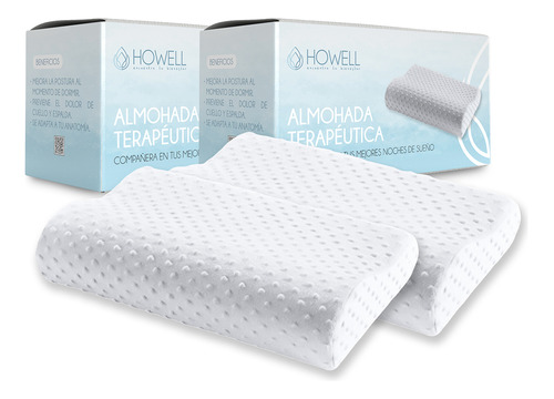 Pack X2 Almohada Ortopédica Cervical Terapéutica Con Memoria Howell Espuma Viscoelástica Memory Foam