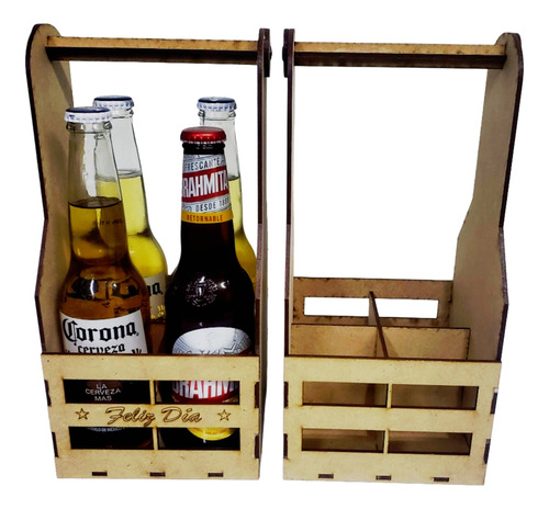 Porta Cervezas Canasta Mdf (4 Botellas/latas) - Xunidad Feliz Dia