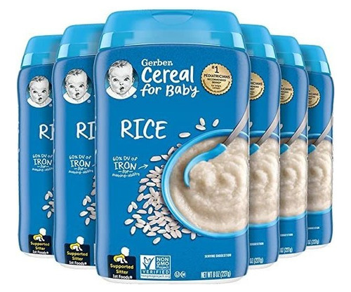 Gerber Baby Cereal 1st Foods, Arroz, 8 Onzas (paquete De 6)