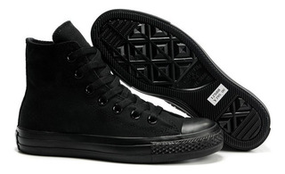 converse negras con caña mujer