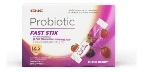 Probióticos En Polvo Fast Stix - Gnc  - 30 Paquetes Sabor Mora