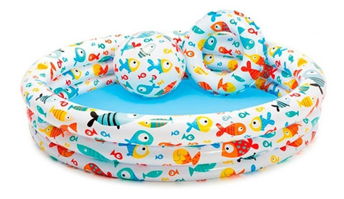 Imagen 1 de 5 de Pileta Inflable Infantil 132x28cm Fishbowl Intex 59469