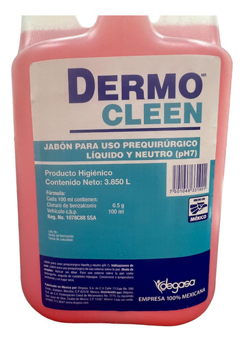 Dermo Cleen Jabon Prequirurgico (ph7) Galon. Caja. 4pzas