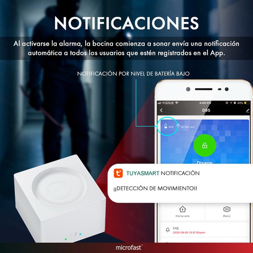 Imagen 3 de 9 de Kit Alarma Inalámbrica Wifi Domiciliaria Español Con App