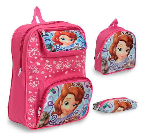 Kit Mochila Infantil Bolsa Princesinha Sofia Com Lancheira
