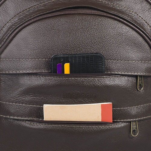 Mochila Masculina Executiva de Couro para Notebook Tradicional Marrom escuro