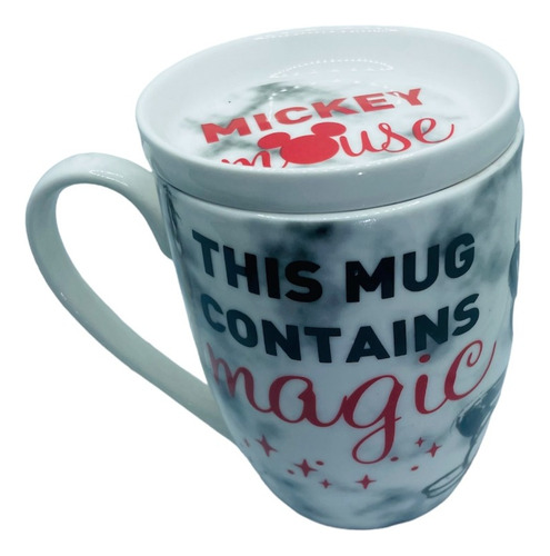 Taza De Cerámica Con Tapa Galletero Mickey Mouse Original
