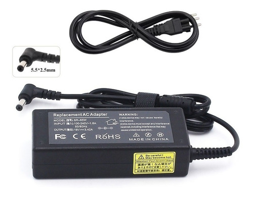 Fonte Carregador Positivo Mobile Z896 Z77 Z85 19v 3,42a Cor Preto