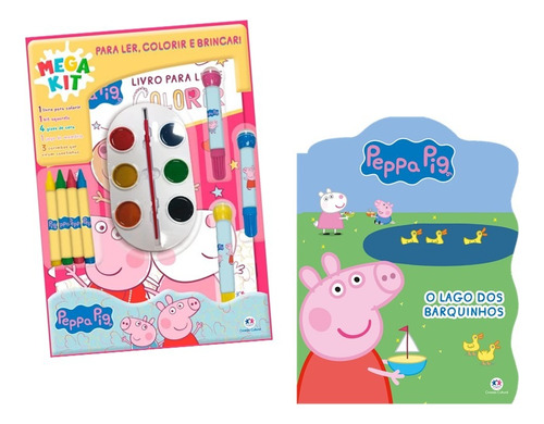 Atividades Para Crianças Da Peppa Pig - 2 Livros + Aquarela + Giz De Era + Canetinha - Kit Interativo Para Crianças