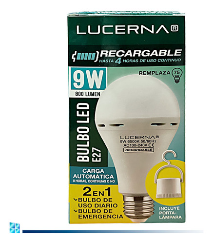 Bombillo Led Recargable Lucerna 9w Unidad - Iluminación