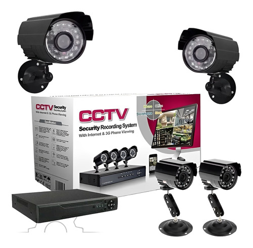 Kit Dvr 4 Cámaras De Seguridad/monitoreo Hd Cctv +accesorios