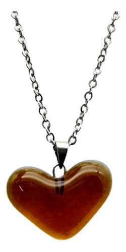 Imagen 1 de 2 de Collar De Corazón Mini Liso De Vidrio Y Acero