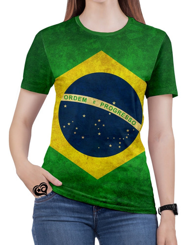 Camiseta Bandeira Brasil Plus Size Seleção Feminina Blusa
