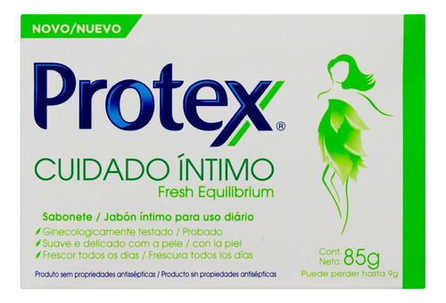 Sabonete Barra Íntimo Fresh Equilibrium Protex Cuidado Íntimo Caixa 85g