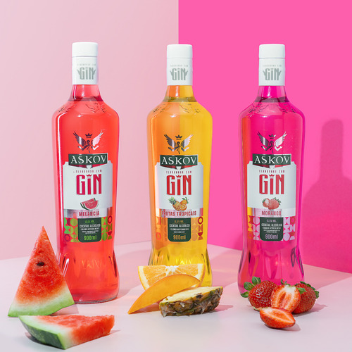 Bebida Gin Askov Cocktail De Morango 900ml