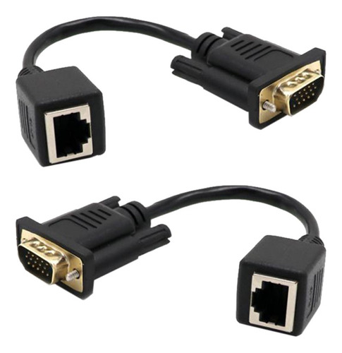 Extensor Macho A Lan Cat5 Rj45, 2 X Vga, 15 Pines