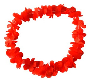 X24 Collar Hawaiano De Flores Carnaval Carioca Color Rojo