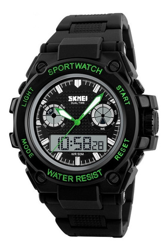 Relógio Masculino Skmei Anadigi 1217 - Preto E Verde