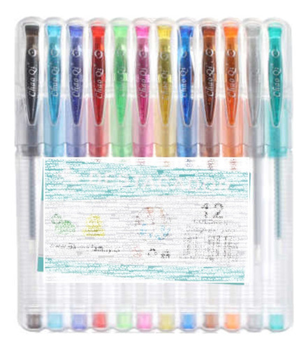 Set 12  Boligrafos Gel Destacadores Colores Variados