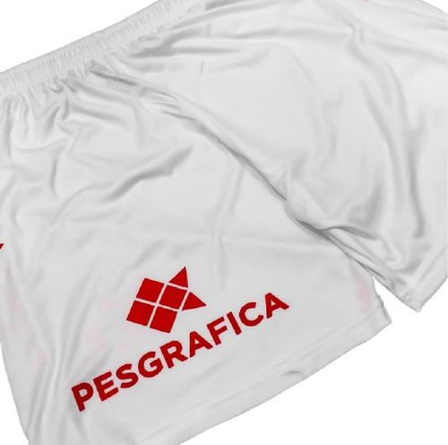 Imagen 4 de 8 de Short De Juego Huracán Peak Sport Blanco Con Publicidad Y Nº