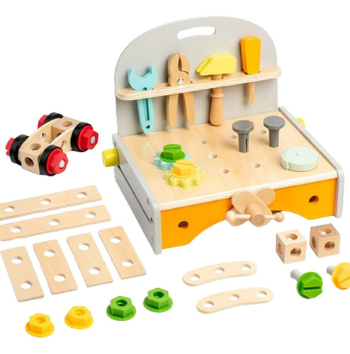 Wooden Play Tool Set Wooden Construction Bench Toy For Kids