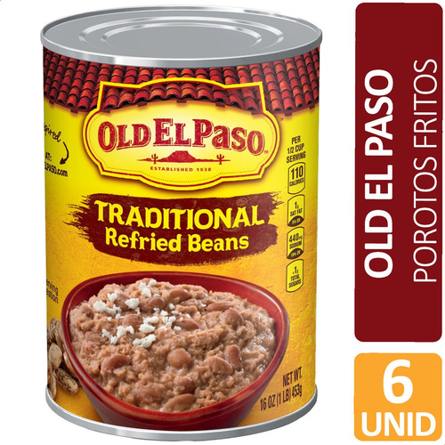 Imagen 1 de 7 de Porotos Fritos Old El Paso Lata Porotos Refritos - Pack X6