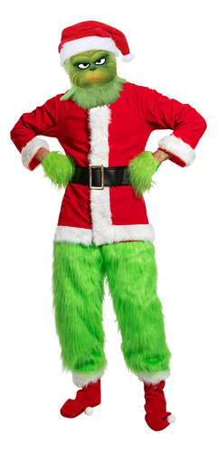 Traje De Papá Noel Cosplay Grinch De 7 Piezas