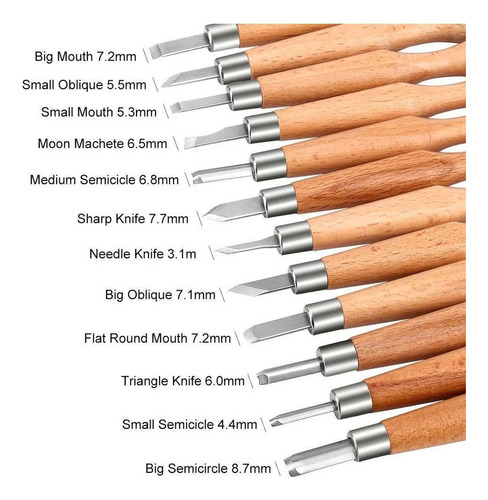 . 12 Kit Herramientas Para Tallar Madera Dura, Cuchillo