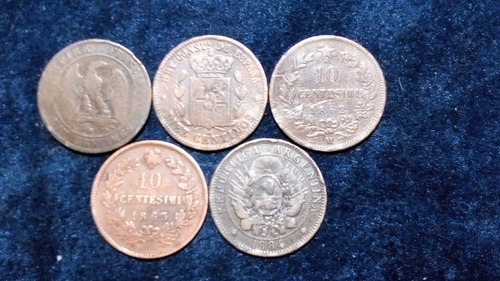 Monedas Cobres Diversos. 30 Mm. Siglo Xix. Lote 5 Uni (Usado)