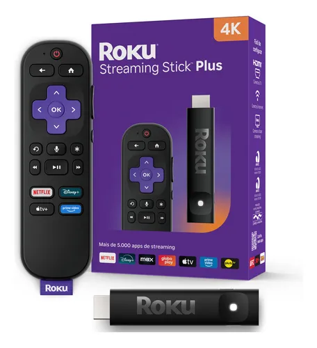 Roku Streaming Stick Plus 4k Com Controle Por Voz Cor Preto Tipo De Controle Remoto De Voz