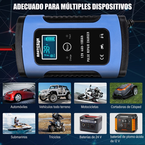 Imagen 2 de 8 de Cargador Rápido Para Batería De Coche 12v
