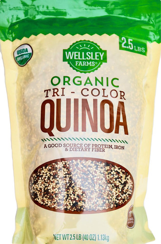 Wellsley Farms Quinua Tricolor Organica 100% Usda, 2.5 Libra