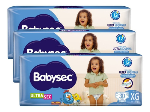 Kit Com 3 Fralda Babysec Ultrasec Atacado Barato Xg 108 Unid