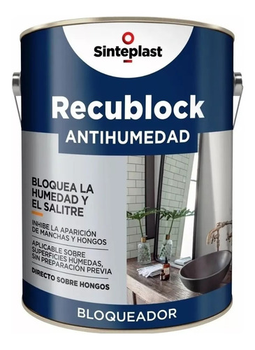 Recublock Pintura Antihumedad Blanco Interior 4 Lts