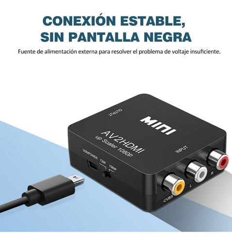 Imagen 9 de 10 de Adaptador Rca Vga A Hdmi 1080p Convertidor De Audio Y Video