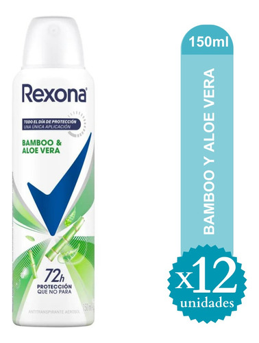 Pack Desodorante Rexona W Bamboo Y Aloe Vera 150ml X 12u- Ma
