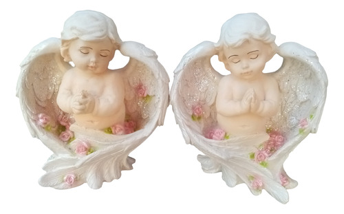 Angel En Alas Figura De Resina 15 Cm  Decorativa 