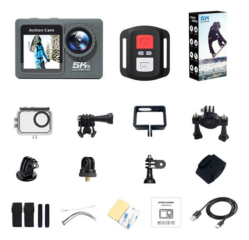 Cámara Deportiva 5k De Doble Pantalla Wifi Para Motocicleta
