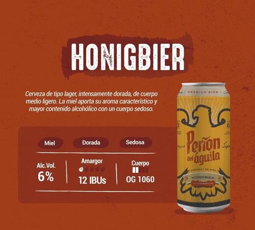 Imagen 2 de 2 de Peñón Del Aguila Honigbier - Lata 473 Ml