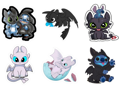 6 Stickers Holograficos De Chimuelo 2 Tamaño 7x7cm Aprox