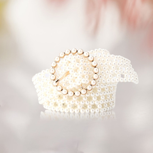 Cinturón De Perlas Elásticas For Mujer, Cinturones De