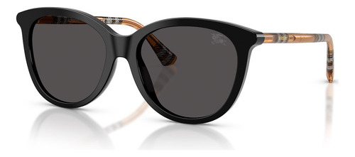 Óculos De Sol Burberry Tubular Check Preto Be4455 416187-55