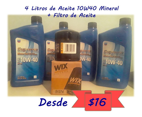 Combo Cambio De Aceite De Motor 20w50 15w40