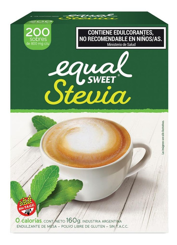  Equalsweet Stevia X 200 Sobres C/u 5 Cajas 