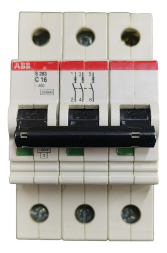 Mini Interruptor Abb Din 3 Polos 16a 220/440vac S283c16 Blanco (Usado)